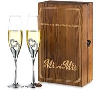 Flûtes à Mariage: Flûte à Personnalisée Coffret Cadeau en Bois Cristal Verre Ensemble 2 Argent