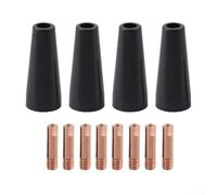 Flux Core Nozzle Tips Kit 12Pcs for 14AK pour mig Flux Core Nozzle(0.6mm) | 12-piece set, 4 nozzles 8 tips, fits 14AK 15AK torches, flux core ready, brand compatibility