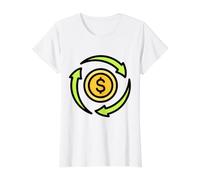 Flux d'argent Circulaire T-Shirt Graphique avec Valeur, Femme, Blanc, S