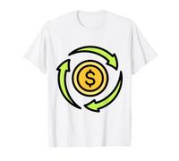 Flux d'argent Circulaire T-Shirt Graphique avec Valeur, Homme, Blanc, S