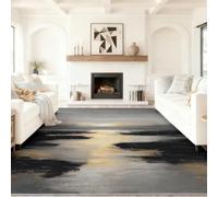Flux Eau Texture Lignes Bloc Couleur Lavable en Machine Tapis, 60 x 90 cm | Antidérapant et Doux Multicolore Tapis, Minimaliste Abstrait Style, pour Couloir, Cuisine, Salon, Descente de lit