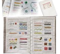 FLUXGOONE Livre de couture DIY Stitch Book avec 24 ensembles de fil à broder, Broderie pour débutants et experts, Livre personnalisable, Embroidery Sewing Book pour tous les âges
