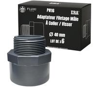 FLUXI-TECH - Adaptateur PVC à Visser 1"1/4 BSP Mâle | à Coller Ø 40 mm Femelle - Lot de 6 pièces - PN16 bars, Résistance aux Produits Chimiques, jusqu’à 60°C