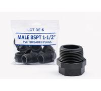 FLUXI-TECH Bouchon PVC Mâle 1-1/2" BSPT PN10-6pcs