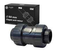FLUXI-TECH Clapet Anti-Retour PVC-U PN16 - Vanne Anti-Refoulement à Ressort - True Union Démontable - À Coller - Piscine, Irrigation & Plomberie - Diamètre intérieur Ø50 mm - 1pcs