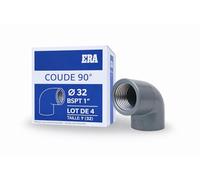 FLUXI-TECH Coude 90° PVC pression PN16 Fileté BSPT Femelle 32 mm - 1 côté fileté + 1 à coller - Lot de 4