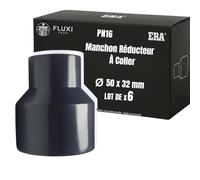 FLUXI-TECH - Manchon Réducteur PVC PN16 - Raccord à Coller pour Tuyaux Lot de 6 pièces (50mm | 32mm)
