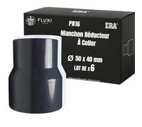 FLUXI-TECH - Manchon Réducteur PVC PN16 - Raccord à Coller pour Tuyaux Lot de 6 pièces (50mm | 40mm)
