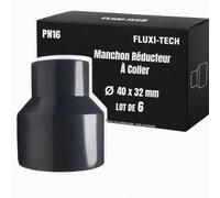 FLUXI-TECH - Manchon Réducteur PVC PN16 - Raccord à Coller pour Tuyaux Lot de 8 pièces (40mm | 32mm)