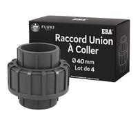 FLUXI-TECH - Raccord Union à Coller 40mm en PVC - PN16 bars, Résistance aux Produits Chimiques, jusqu’à 60°C - Pour Piscines, Plomberie, Industries Liquides - Lot de 4 pièces