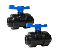FLUXI-TECH - Vanne à Boule PVC Ø 25 mm - Lot de 2 - Double Union à Coller - Pression PN16 bars - Résistante aux Produits Chimiques (60°C) - pour Piscine, Jardin, Arrosage, Plomberie - Poignée Bleue