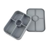 Fluxioxtna Boîte Bentos en silicone conviviale avec 5 sections individuelles avec couvercle résistant aux déversements, porte-repas pour la maison, le bureau, boîte à déjeuner anti-déversement avec