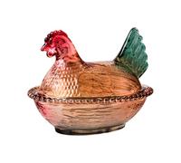 Fluxioxtna Bol à bonbons en cristal en verre en forme de poule avec couvercle - Décoration de table - Assiette à dessert - Décoration d'intérieur - Bol à bonbons couvert