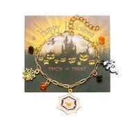 Fluxioxtna Bracelet à breloques en alliage avec pendentif sur le thème de l'Halloween, convient aux femmes et aux hommes, accessoire tendance chauve-souris d'Halloween, taille unique, Comme décrit