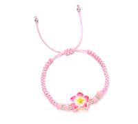 Fluxioxtna Bracelet tressé avec breloque Plumeria réglable en argile douce faite à la main Bijoux de plage Bracelet coloré tressé à breloques florales, taille unique, Comme décrit