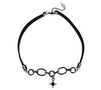 Fluxioxtna Collier avec pendentif étoile noire en alliage de cuir, design punk, bijoux légers pour un port confortable et tendance, chaîne de clavicule
