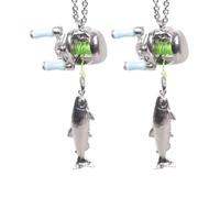 Fluxioxtna Collier avec pendentif moulinet de pêche en métal léger pour un usage quotidien, chaîne élégante pour les amateurs de pêche, longueur réglable, taille unique, Comme décrit, Comme décrit.