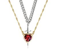 Fluxioxtna Collier élégant avec pendentif en forme de dague en forme de cœur avec pierres précieuses pour un glamour quotidien