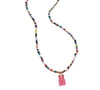 Fluxioxtna Collier ras du cou tendance en acrylique avec pendentif ours coloré et perles pour une déclaration de mode unique