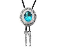 Fluxioxtna Cravate Bolo tressée avec breloque en métal sculpté rond style cowboy, bleu ciel, taille unique