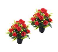 Fluxioxtna Lot de 2 roses artificielles lumineuses sans entretien pour décoration de tombe et décoration d'intérieur