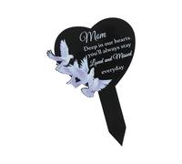 Fluxioxtna Plaques commémoratives en forme de cœur gravées en acrylique pour papa, maman, décoration funéraire, cadeau de condoléances, adresse de cimetière