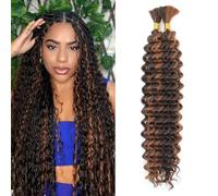 FLWAI Deep Wave Bulk Hair 18 pouces Sans Weft Boho Braids et Wavy Braiding Hair Femmes Deep Wave Curly Braiding Hair Extensions (P4/30#, 22inch-1)
