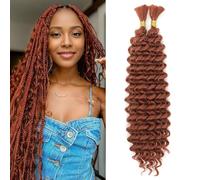 FLWAI Deep Wave Bulk Hair 18 pouces Sans Weft Boho Braids et Wavy Braiding Hair Femmes Deep Wave Curly Braiding Hair Extensions (350#, 22inch-1)