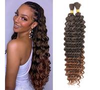 FLWAI Deep Wave Bulk Hair 18 pouces Sans Weft Boho Braids et Wavy Braiding Hair Femmes Deep Wave Curly Braiding Hair Extensions (T/30#, 22inch-1)