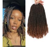 FLWAI Micro Twist Crochet Hair Ombre Bob Crochet Braids Pre looped Mini Passion Twist 10 Inch 3 Packs Mini Senegalese Twist Crochet Hair Extensions For Women(T30#)
