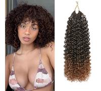 FLWAI Pre Looped Micro Kinky Curly Crochet Hair for Mini Passion Twist 8 Packs 12 Inch Kinky Twist Synthetic Wavy Curly Crochet Hair Extensions for Black Women (1B/T30, 8packs 12inch)