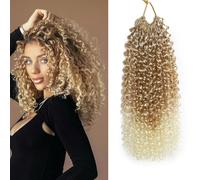 FLWAI Pre Looped Micro Kinky Curly Crochet Hair for Mini Passion Twist 8 Packs 12 Inch Kinky Twist Synthetic Wavy Curly Crochet Hair Extensions for Black Women (T27/613, 8packs 12inch)