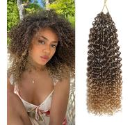FLWAI Pre Looped Micro Kinky Curly Crochet Hair for Mini Passion Twist 8 Packs 12 Inch Kinky Twist Synthetic Wavy Curly Crochet Hair Extensions for Black Women (T33/27, 8packs 8inch)