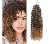 FLWAI Pre Looped Micro Kinky Curly Crochet Hair for Mini Passion Twist 8 Packs 12 Inch Kinky Twist Synthetic Wavy Curly Crochet Hair Extensions for Black Women (T33/27, 8packs 12inch)