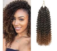 FLWAI Pre Looped Micro Kinky Curly Crochet Hair for Mini Passion Twist 8 Packs 12 Inch Kinky Twist Synthetic Wavy Curly Crochet Hair Extensions for Black Women (1B/T30, 8packs 8inch)