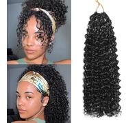 FLWAI Pre Looped Micro Kinky Curly Crochet Hair for Mini Passion Twist 8 Packs 8 Inch Kinky Twist Synthetic Wavy Curly Crochet Hair Extensions for Black Women (1B, 8packs 8inch)