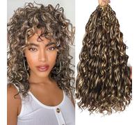 FLWAI Pre Looped Ocean Wave Crochet Hair 14 Inch 8 Packs Boho Style Hair Extensions Short Curly Crochet Hair Pre Twisted Synthetic Deep Wavy Curly Braiding Hair for Women (4/H27)