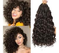 FLWAI Pre Looped Ocean Wave Crochet Hair 14 Inch 8 Packs Boho Style Hair Extensions Short Curly Crochet Hair Pre Twisted Synthetic Deep Wavy Curly Braiding Hair for Women (4#)