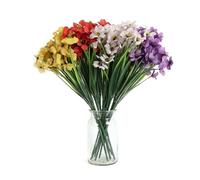 FLWAL Lot de 12 Fleurs artificielles pour décoration extérieure, ne se | Plantes artificielles en plastique, pour paniers suspendus, fenêtres de jardin, véranda, vases de maison