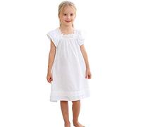 Flwydran Chemise de Nuit Fille 3-12ans Coton Robe de Nuit Bain à Manches Courtes Manches Longues