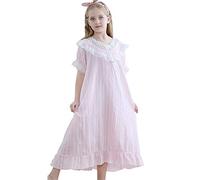 Flwydran Chemise de nuit victorienne pour filles, robe de nuit princesse pour fille de 3 à 12 ans, rose, 10-12 ans