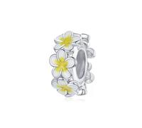 FLXHHX Bouchon de Perle d'espacement en Forme de Marguerite Blanche en Argent Sterling 925 véritable Compatible avec Le Bracelet