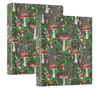 Fly Agaric Lot de 2 classeurs à 3 anneaux en D A4 avec 200 feuilles pour enfants, fournitures scolaires, femmes et hommes