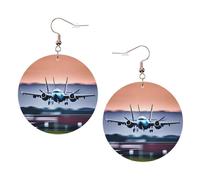 Fly Avion Boucles d'oreilles rondes en cuir Couleur Saint-Valentin Festival Activités Mode Femme, taille unique, Simili cuir