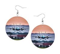 Fly Avion Boucles d'oreilles rondes en cuir Couleur Saint-Valentin Festival Activités Mode Femme, taille unique, Simili cuir