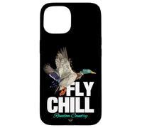 Fly Chill, Cool Colorful Mallard Duck Illustrayion Graphic Coque pour iPhone 15