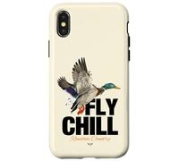 Fly Chill, Cool Colorful Mallard Duck Illustrayion Graphic Coque pour iPhone X/XS