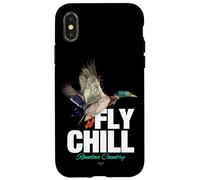Fly Chill, Cool Colorful Mallard Duck Illustrayion Graphic Coque pour iPhone X/XS
