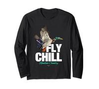 Fly Chill, Cool Colorful Mallard Duck Illustrayion Graphic Manche Longue