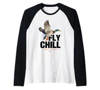 Fly Chill, Cool Colorful Mallard Duck Illustrayion Graphic Manche Raglan